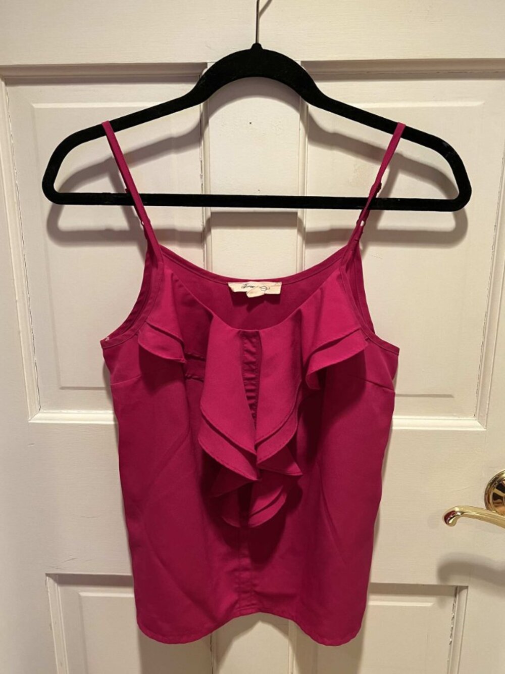 Forever 21 Pink Ruffle Camisole Tank Top Spaghetti Strap Blouse - Size S
